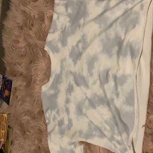 Baby blue tie dye cropped crew neck